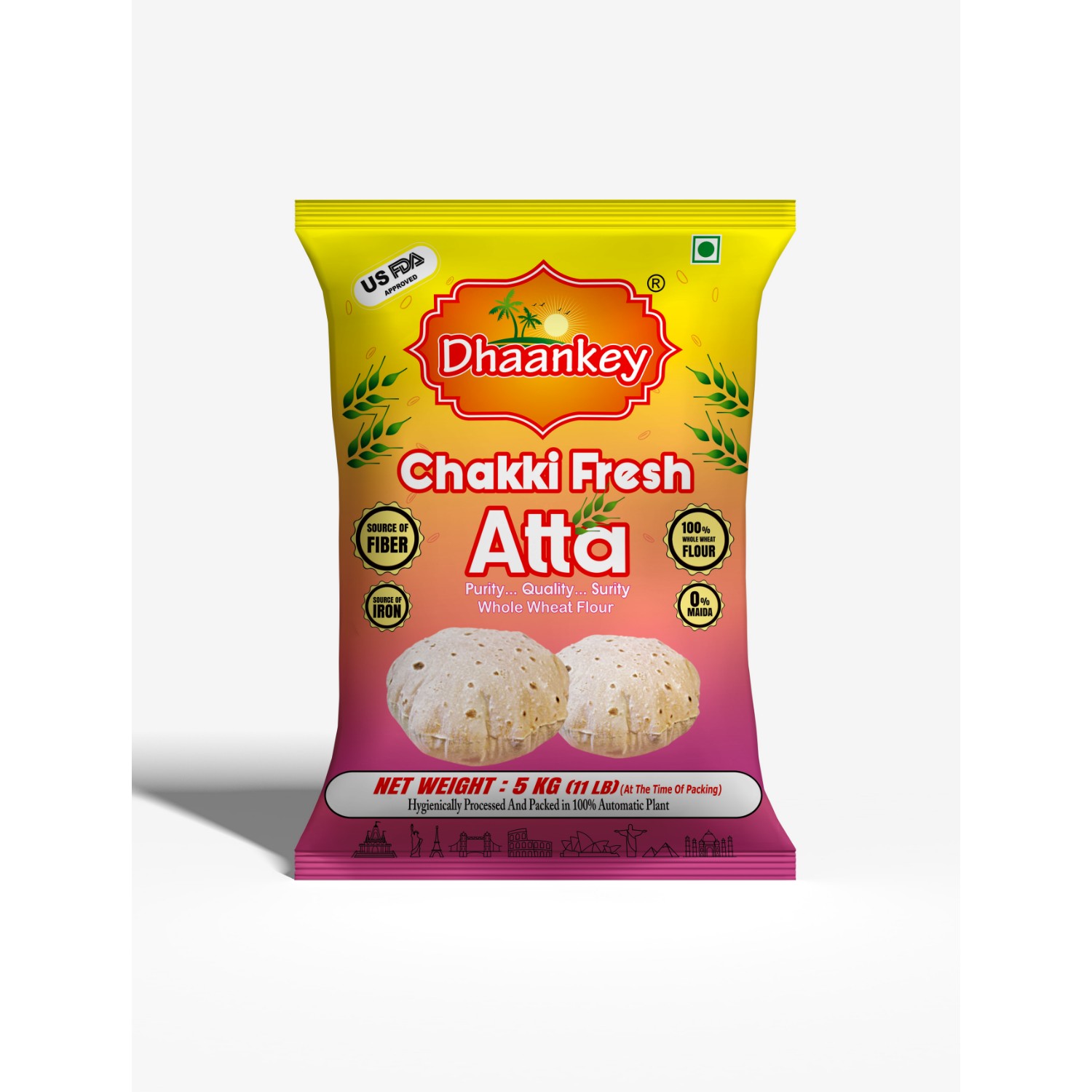 Dhaankey Chakki Fresh Atta  11 LBS