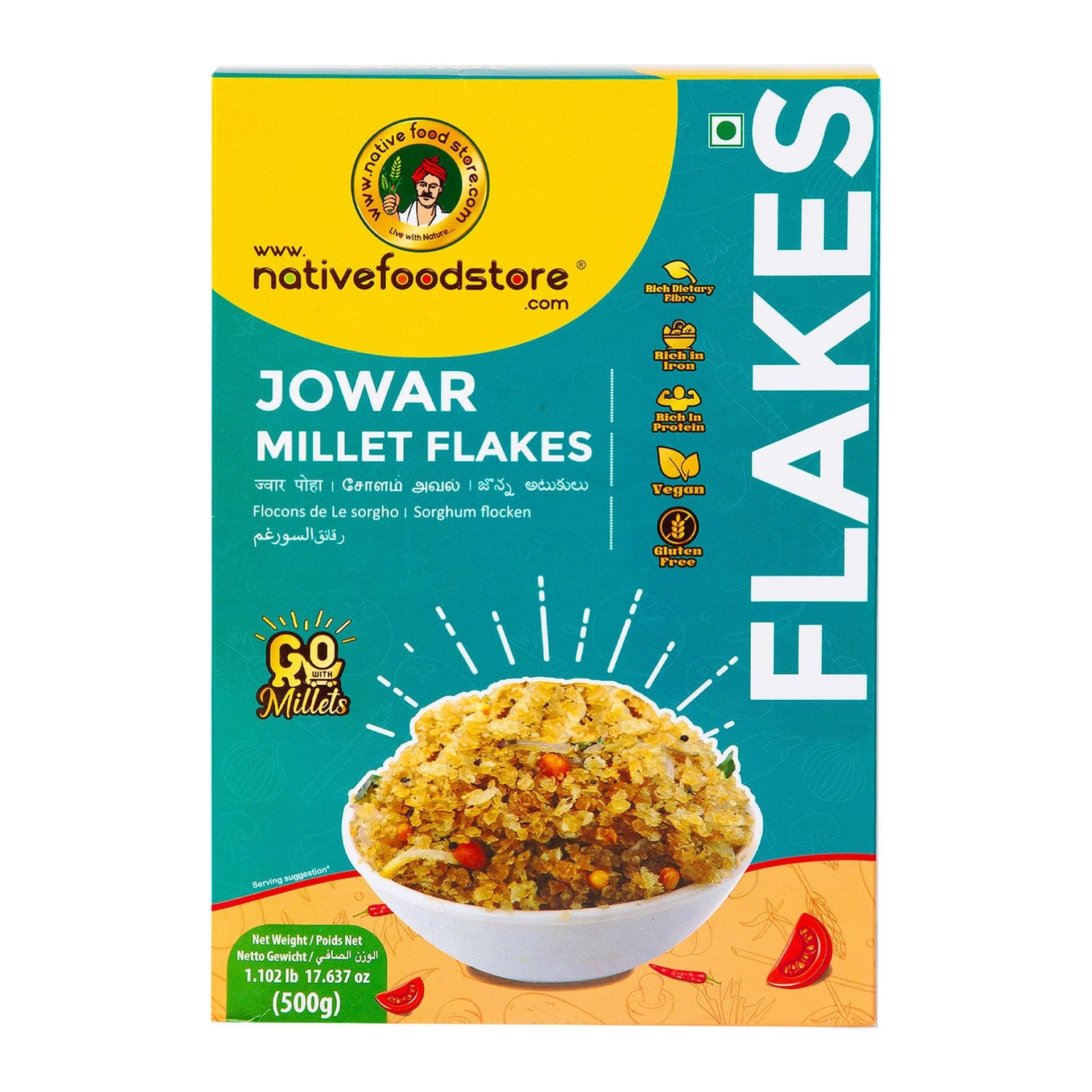 NATIV JOWAR MILLET FLAKES 500 GM