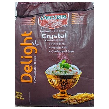 EXOTIC BOILED CRYSTAL SONA MASOORI RICE DECCAN 20 LBS