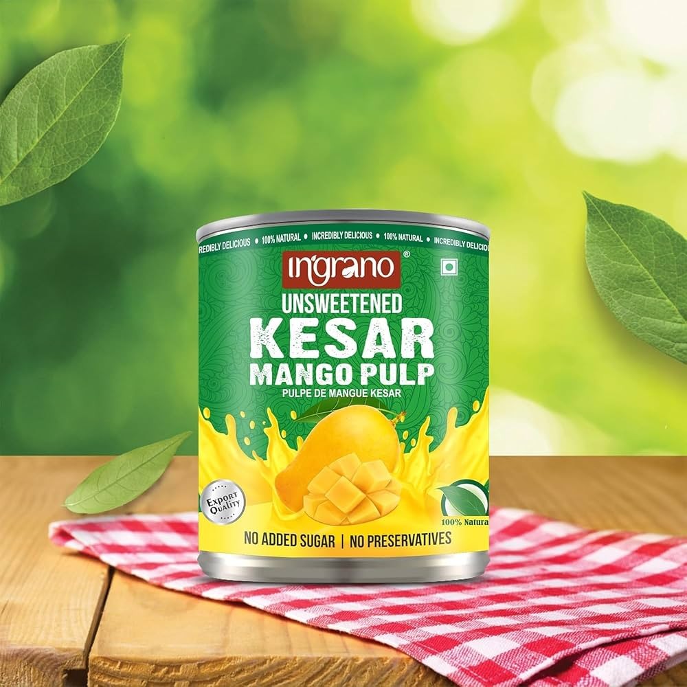 Ingrano Kesar Mango Pulp Unsweetened  850 GM