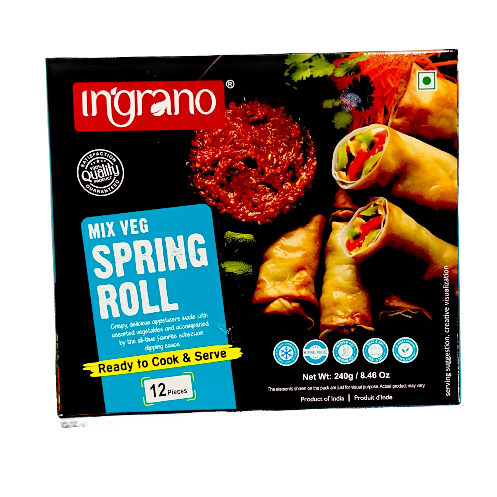 INGRANO MIX VEG SPRING ROLL 240 GM