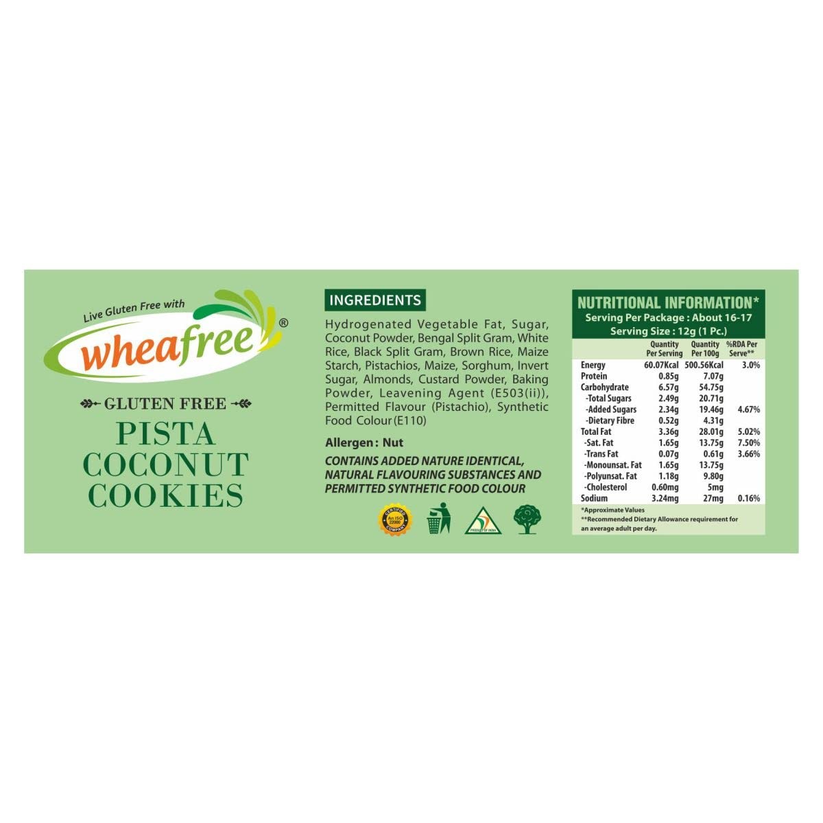 Wheafree Pista Coco Cookies 200 GM