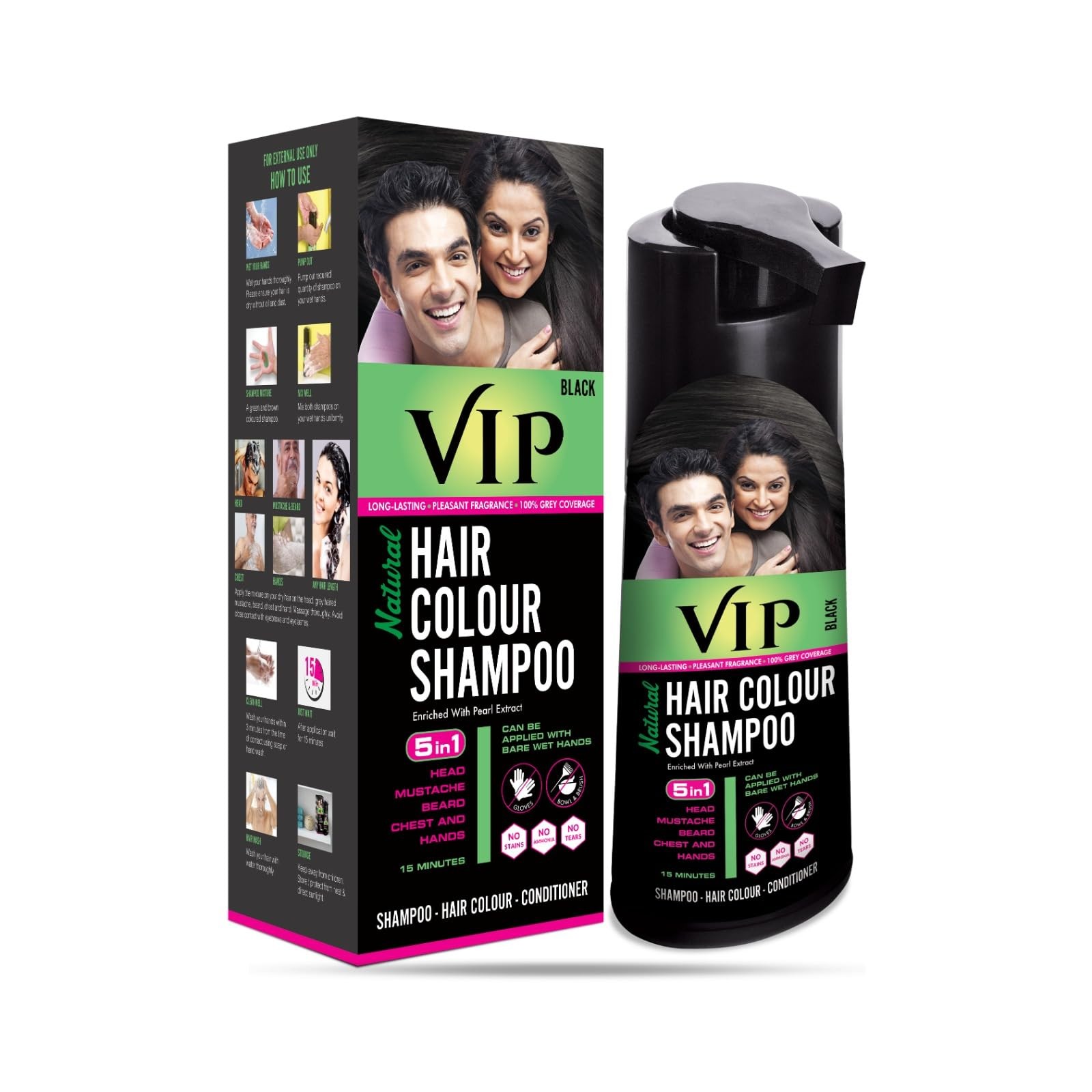 VIP SHAMPOO HAIR COLOUR BLACK 180 ML