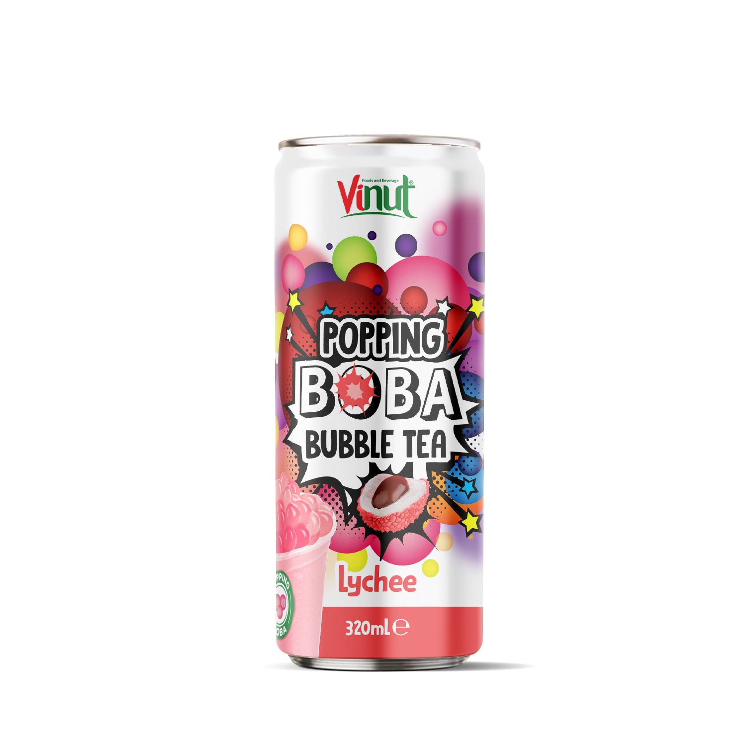VINUT POPPING BUBBLE TEA LYCHEE  320 ML