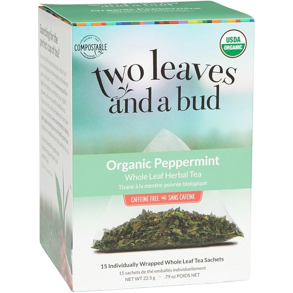 Two Leaves And A Bud:Organic Herbal Tea, Peppermint Leaves 15 Each