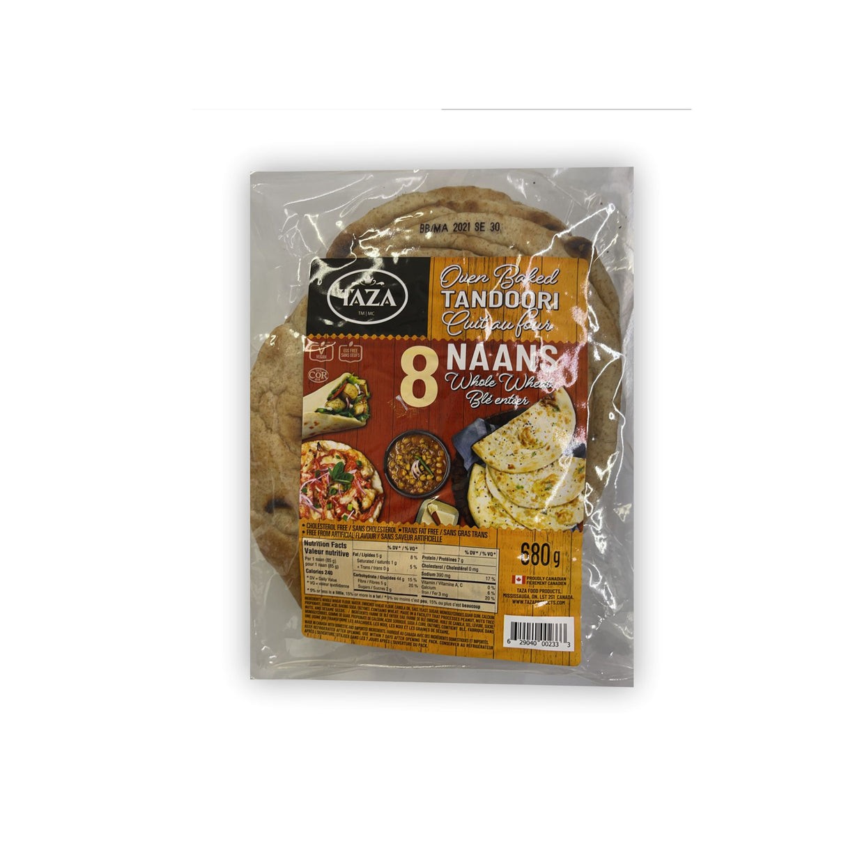 TAZA WHOLE WHEAT NAAN 8 PCS