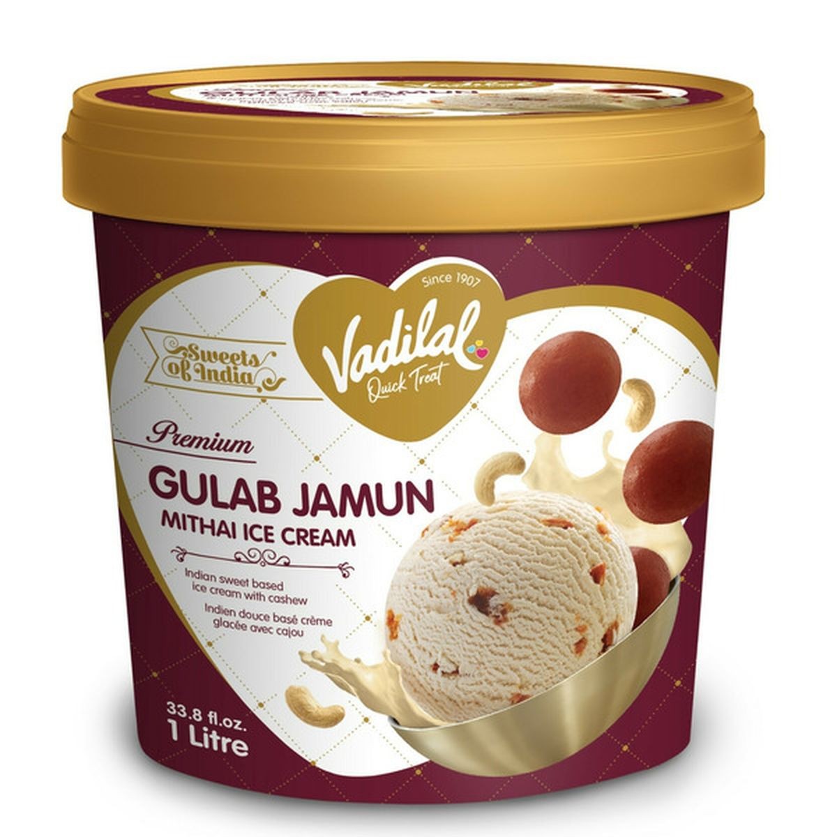 Vadilal Ice Cream Mithai Gulab Jamun 2.2 LBS