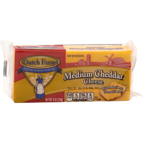 DUTCH FARMS MEDIUM CHEDDAR CHEESE        8 OZ