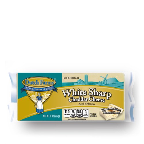 DUTCH FARMS BAR WHITE SHARP CHEDDAR 8 OZ