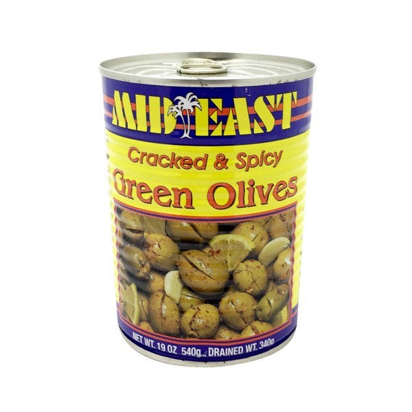 Mid East Green Olives Cracked And Spicy 1.19 LBS