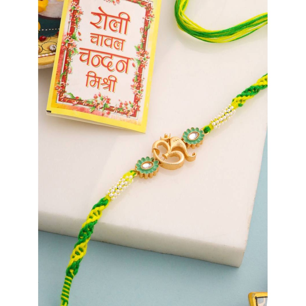 Kundan Om Pendant Rakhi 1 EACH