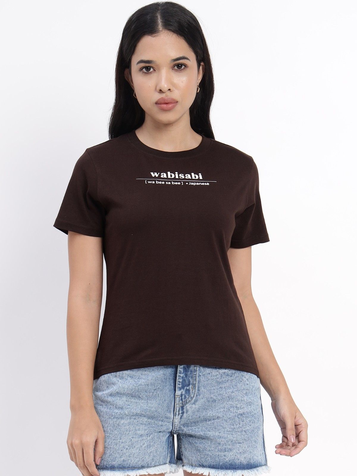 Regular fit tshirt in coffee color with bold typographic print