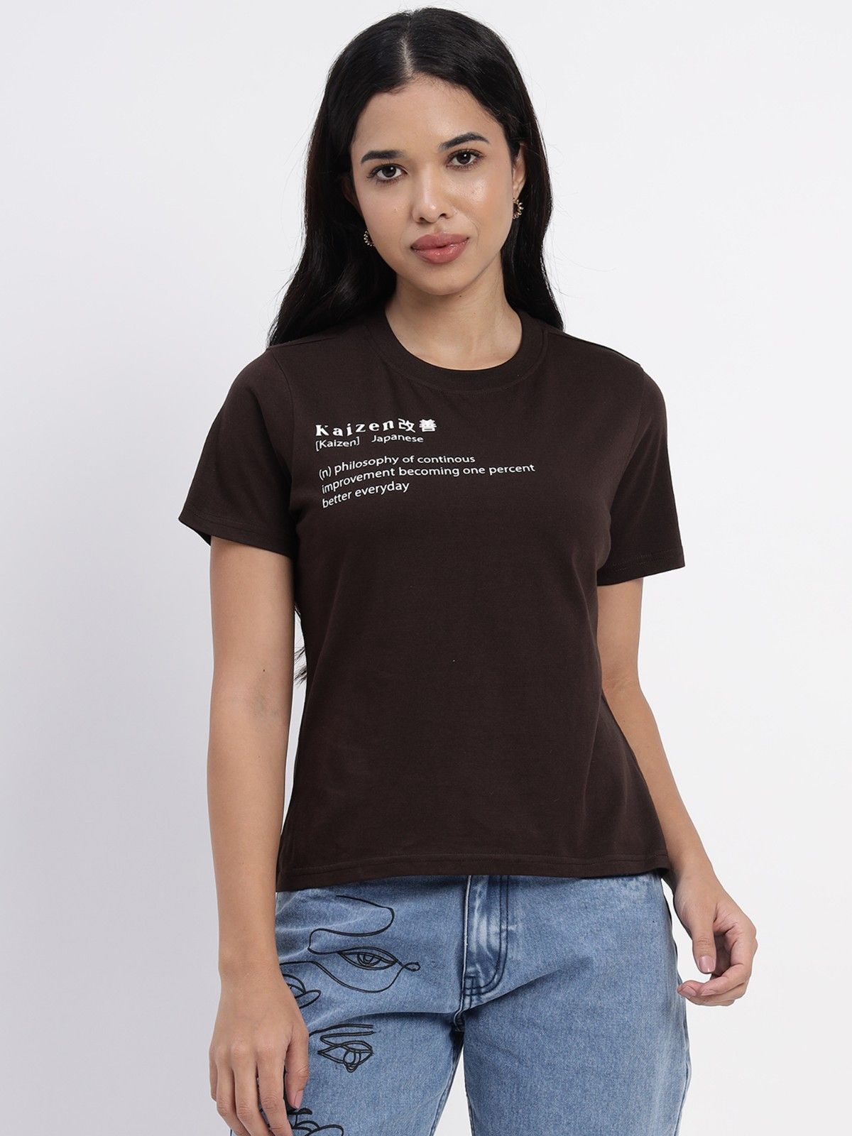 Coffee colored tshirt with typographic print design