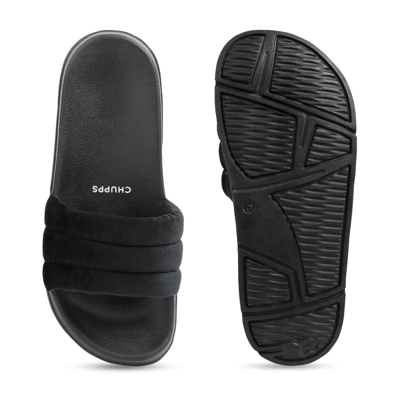Chupps Womens CLOUD COZY Black Flipflop  Sliders