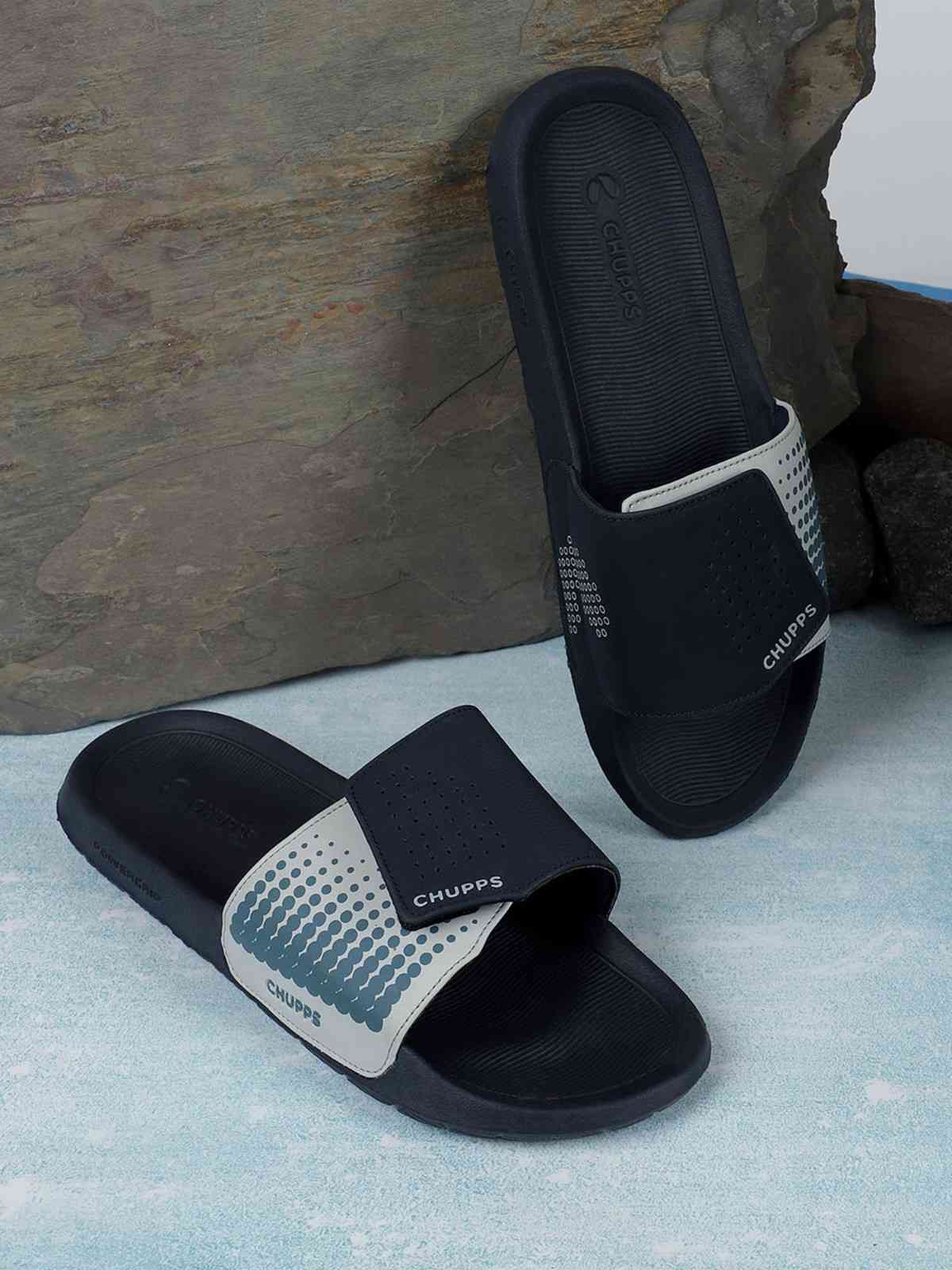 Chupps Mens OFFSET Navy Flipflop  Sliders