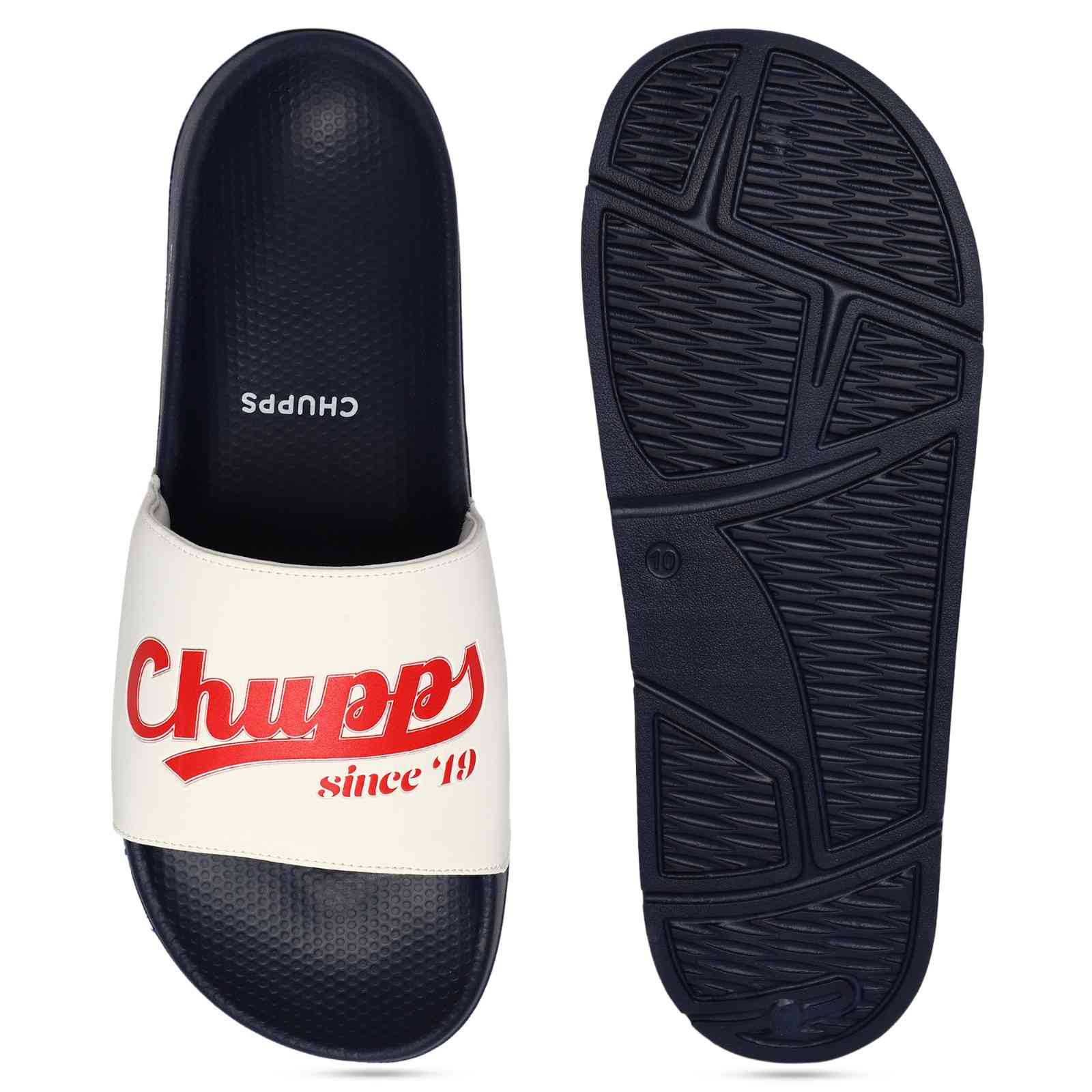 Chupps Mens Retro NAVY  WHITE Flipflop  Sliders