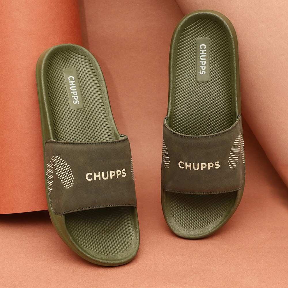 Chupps Mens Edge OLIVE  GRN Flipflop  Sliders