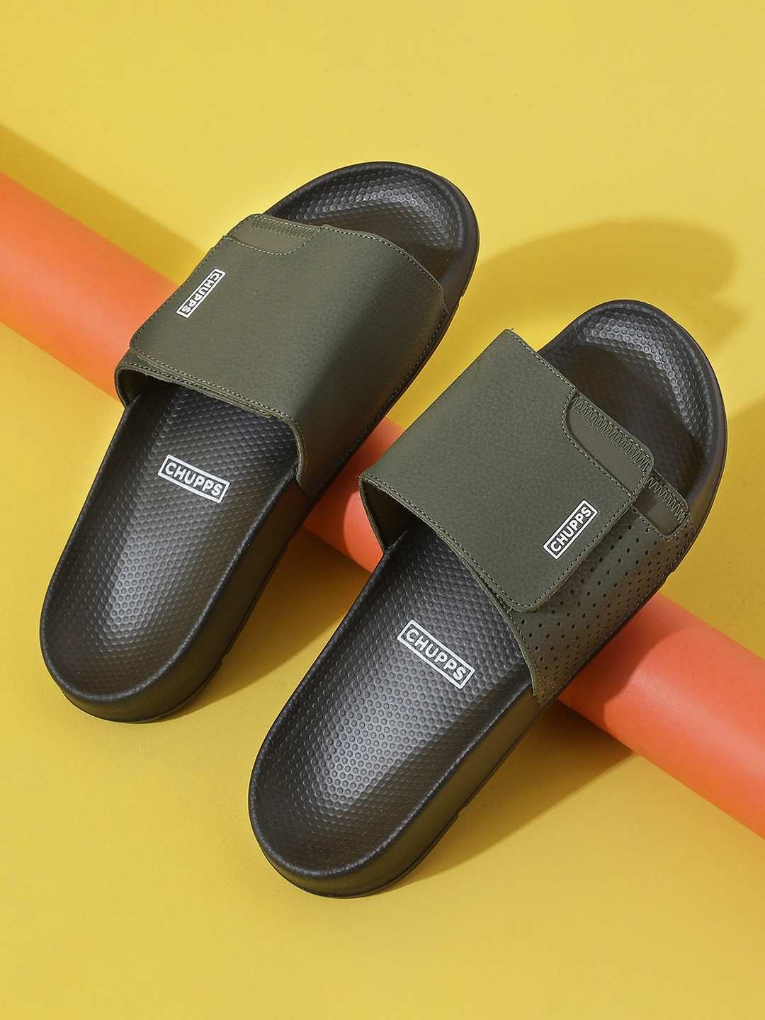 Chupps Mens Solid Hues BLACKOLIVE Flipflop  Sliders