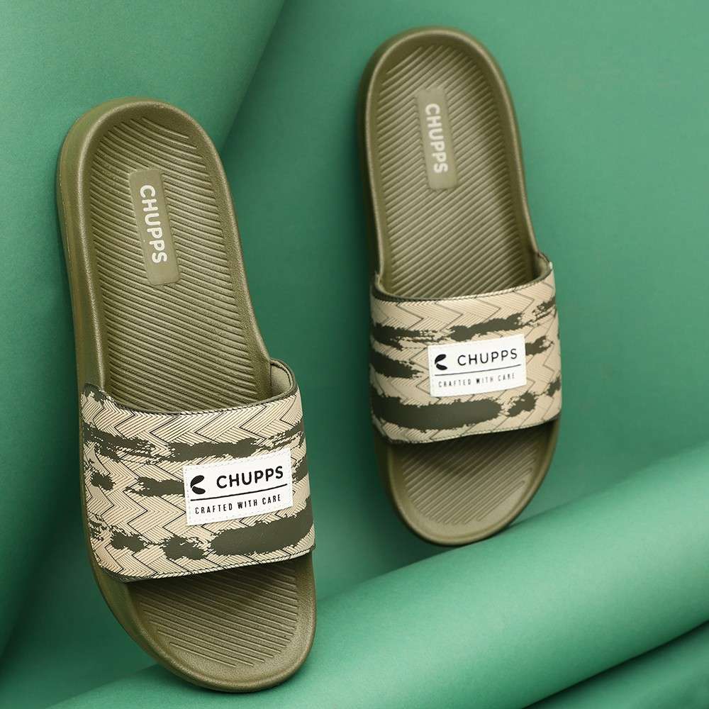 Chupps Mens Traction OLIVE  GRN Flipflop  Sliders