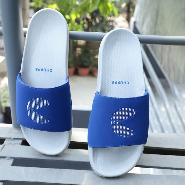 Chupps Mens Dot Fusion Grey R Blue Flip flop  Sliders