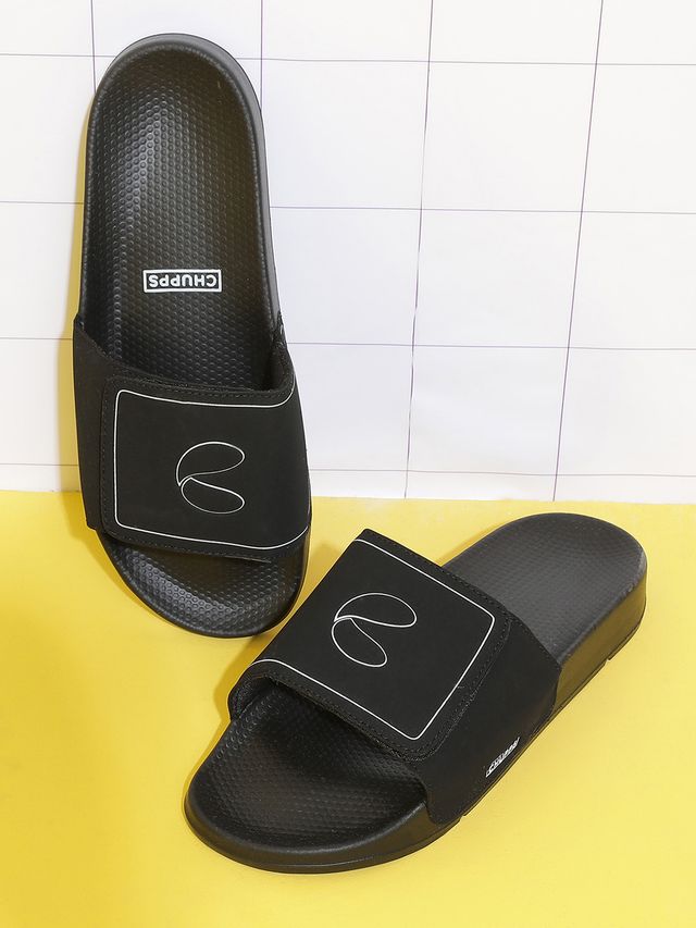 Chupps Mens Urban Edge BLACK BLACK Flip flop Sliders