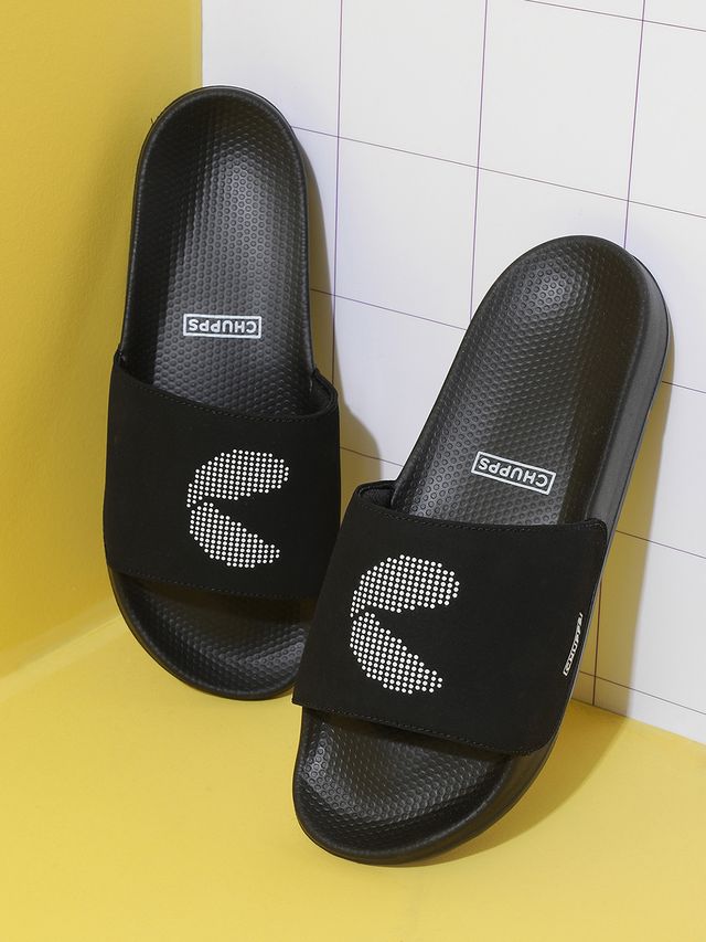 Chupps Mens Dot Fusion BLACK BLACK Flip flop  Sliders