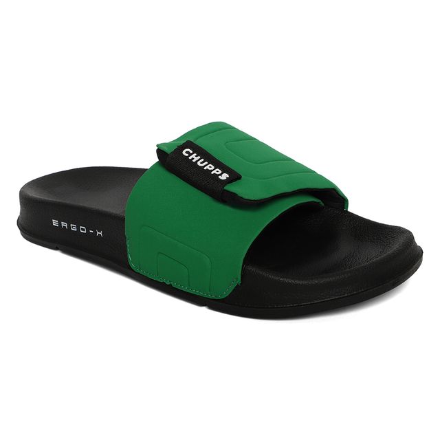 Chupps Womens Quilt Bloom Green Black Flip flop Sliders