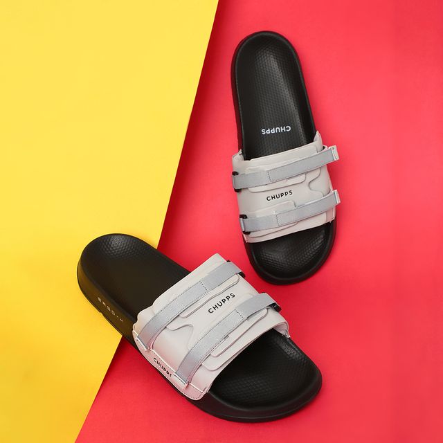 Chupps Mens Element Grey Black Flipflop Sliders