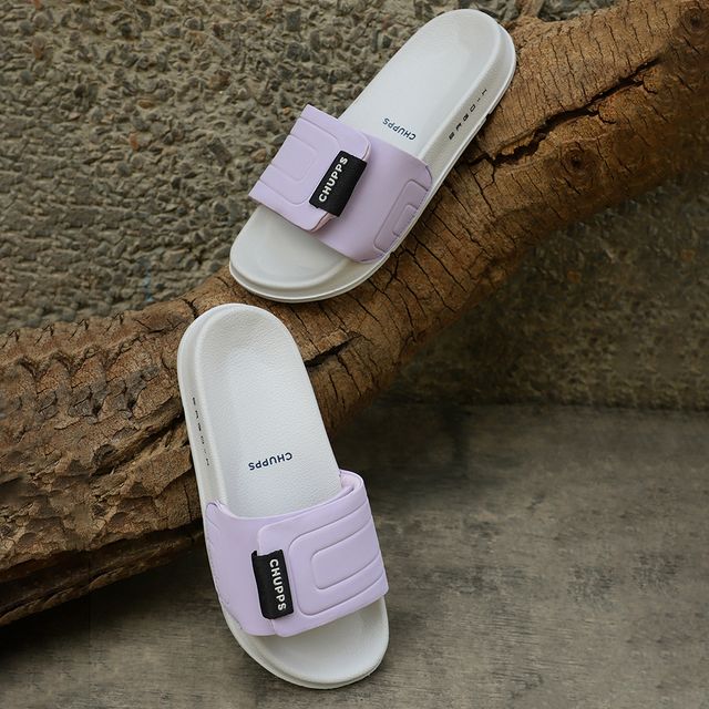 Chupps Womens Quilt Bloom Purple Grey Flip flop Sliders