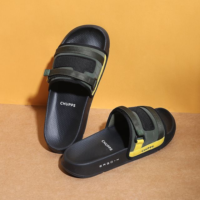 Chupps Mens REBEL Olive black Flip flop Sliders
