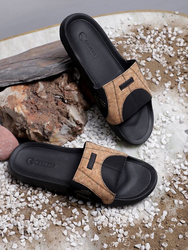 Chupps Mens Arc Black Flip flop Sliders