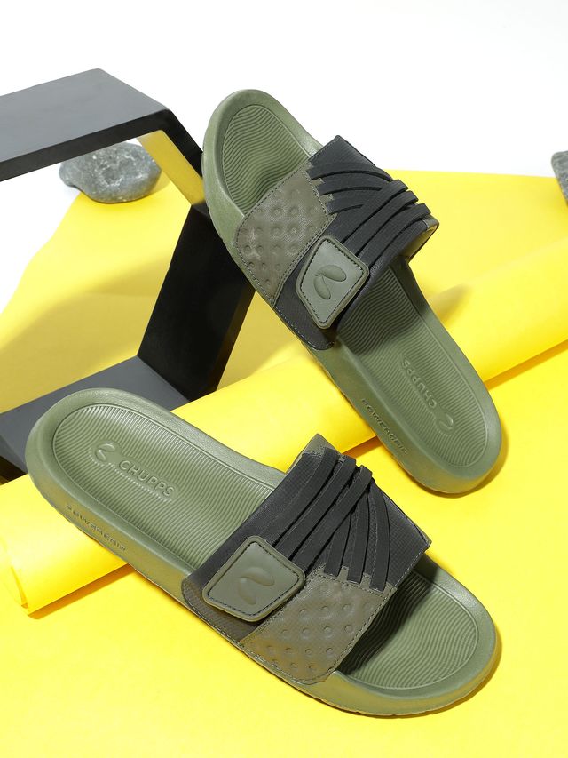Chupps Mens Cross Olive Flip flop Sliders