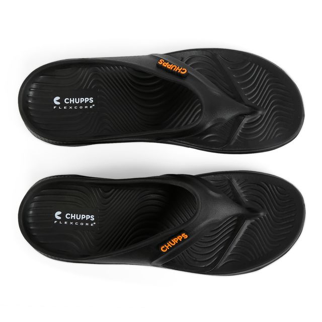 Chupps Mens Raw Black Flip flop Sliders