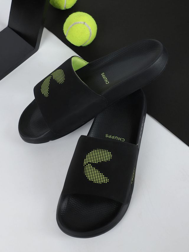 Chupps Mens DOT FUSION BLACK NEON Flip flop Sliders