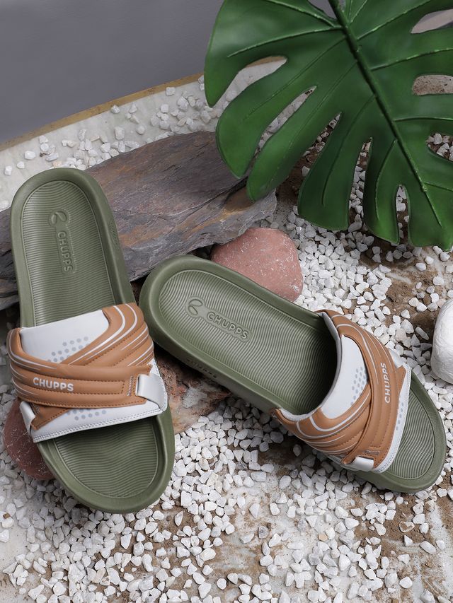 Chupps Mens VERTEX OLIVE Flip flop Sliders