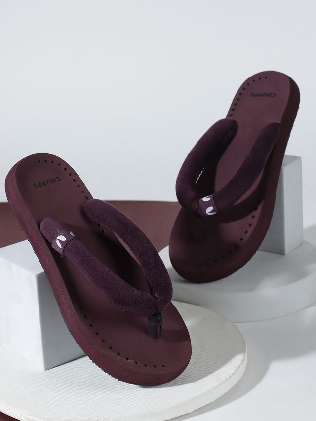 Chupps Womens PLUSH Purple Maroon Flip flop  Sliders
