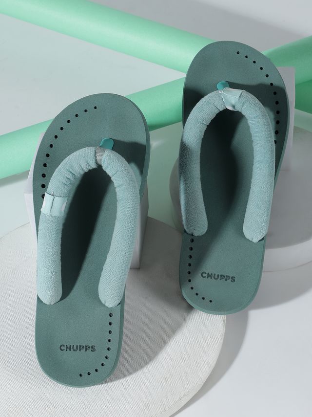 Chupps Womens PLUSH SEA GREEN Flip flop Sliders