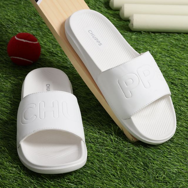 Chupps Mens PURE WHITE Flip flop Sliders