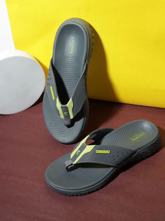 Chupps Mens VIPER GREYNEON Flip flop Sliders