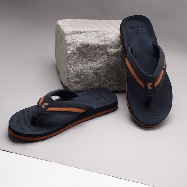 Chupps Mens TRIFUSE NAVY TAN Flip flop Sliders