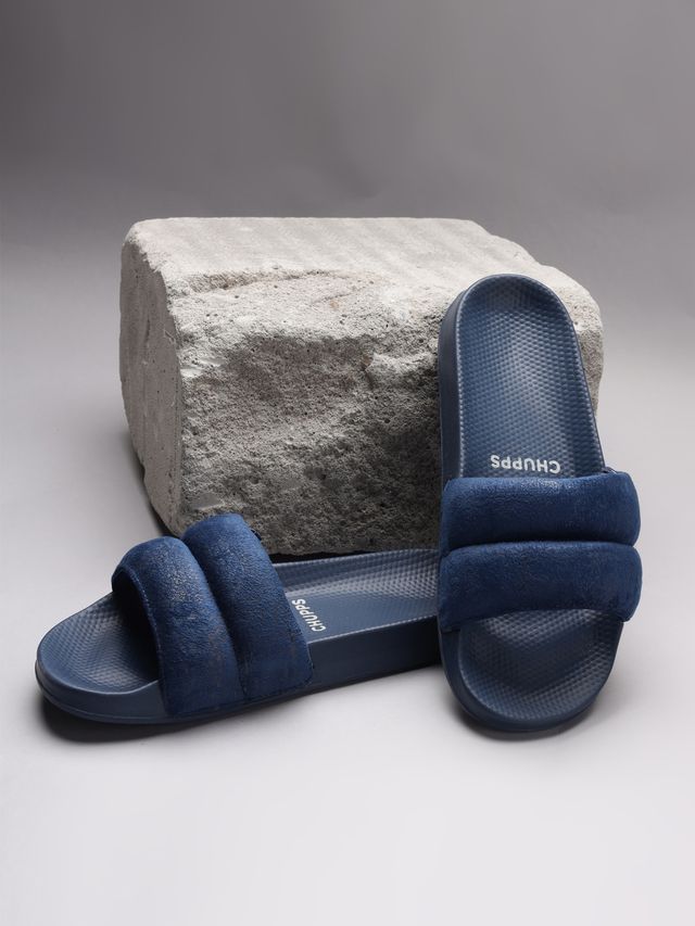 Chupps Womens PUFF blue Blue Flip flop Sliders