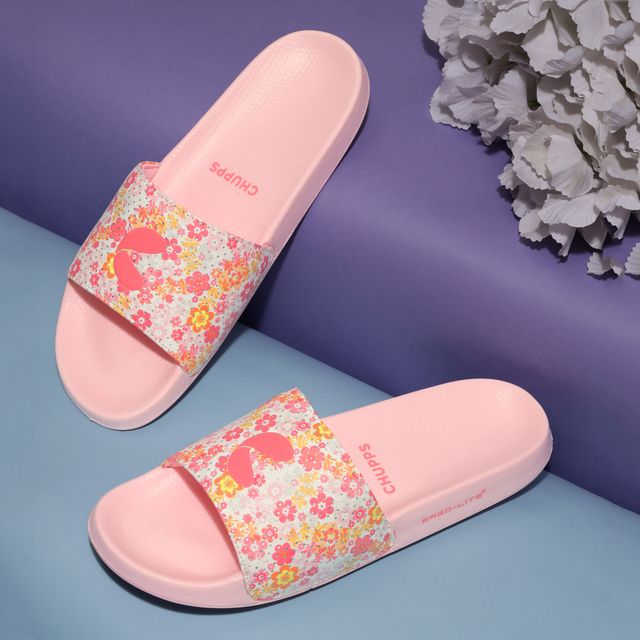 Chupps Womens GRACE Pink White Flip flop Sliders