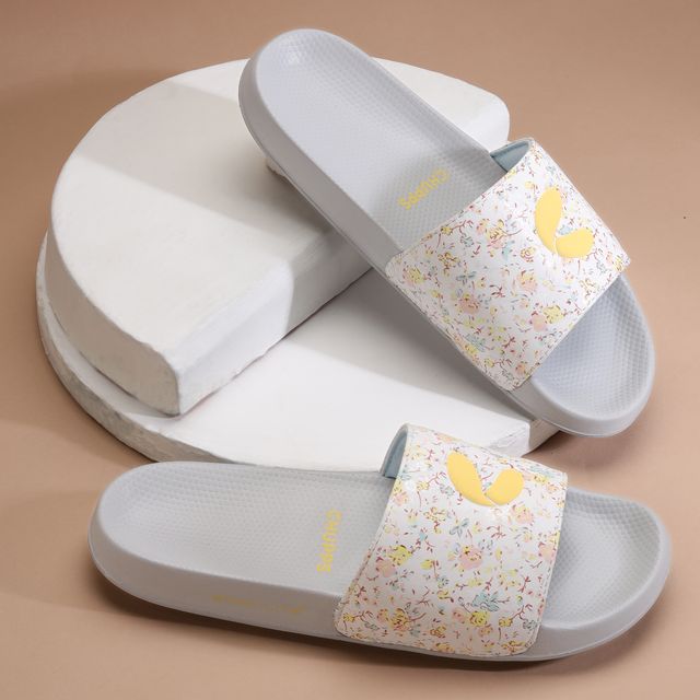 Chupps Womens GRACE White Yellow Flip flop Sliders