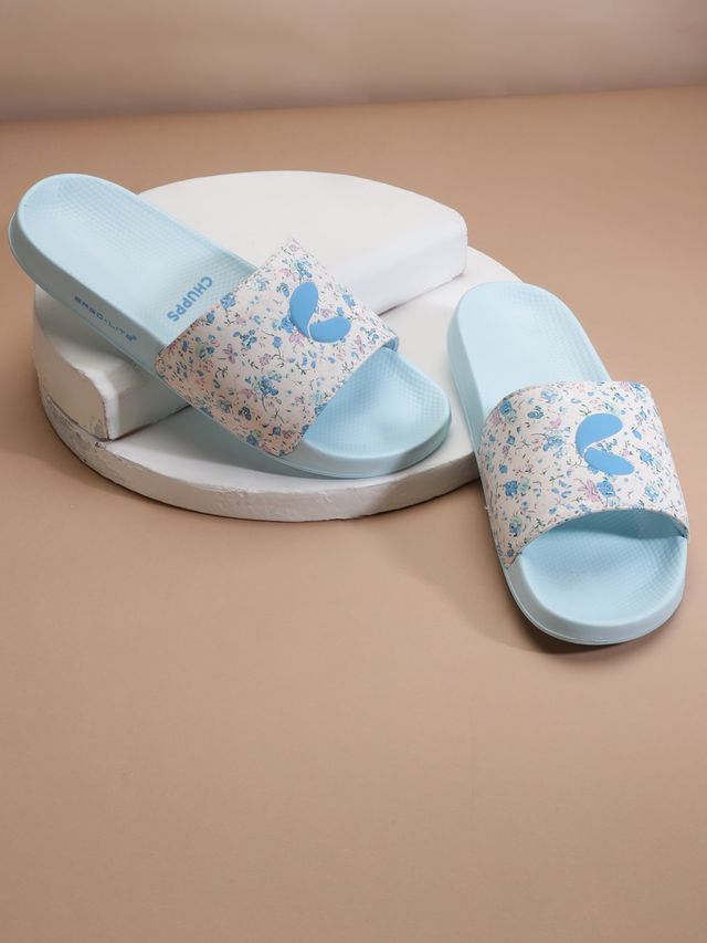 Chupps Womens GRACE White Blue Flip flop Sliders