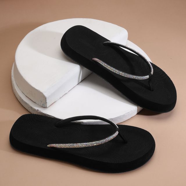 Chupps Womens SOLIS Black Flip flop Sliders