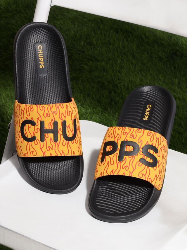 Chupps Mens FLAME Yellow Flip flop Sliders