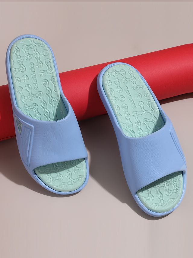 Chupps Womens Nova Sky Blue Lime Flip flop Sliders