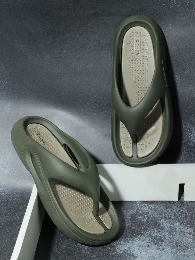 Chupps Mens Dune Olive Beige Flip flop Sliders