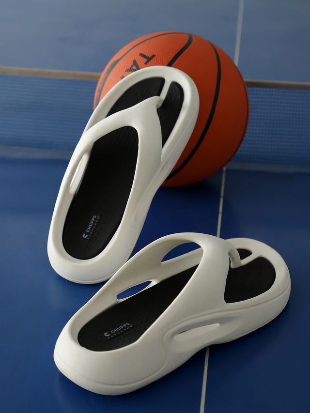 Chupps Mens Dune White Black Flip flop Sliders