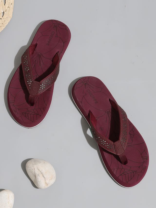 Chupps Womens FLORA Maroon Flip flop Sliders